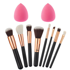 Rose Gold Eyeshadow Brush Make Up Tool +2pc Sponge Puff